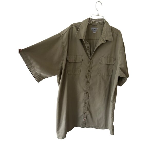 Carhartt Mens Relaxed Fit 3XL Tall Short Sleeve Midweight Work Shirt Tan - Picture 5 of 10